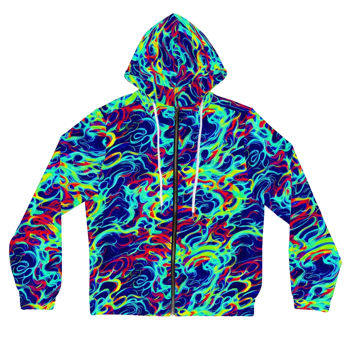 Afterdark Wave on Women's Full-Zip Hoodie — Front