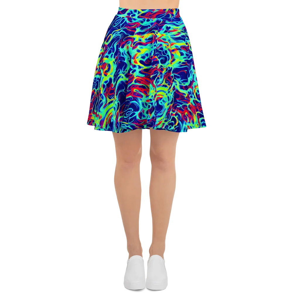 Afterdark Wave on Skater Skirt — Front