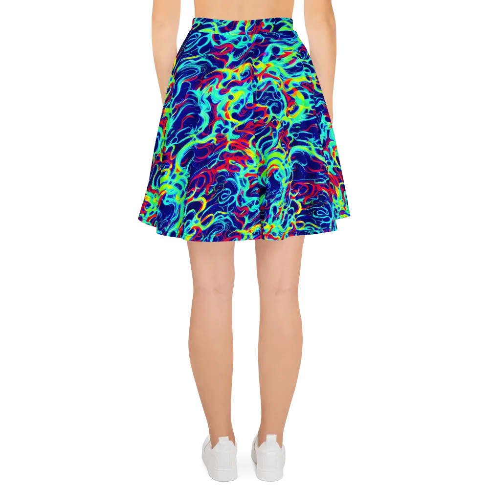 Afterdark Wave on Skater Skirt — Back