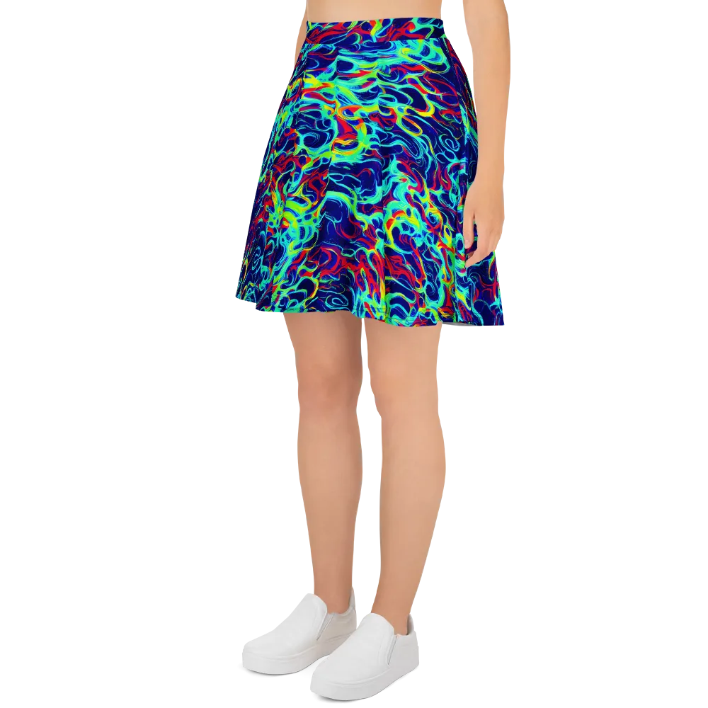 Afterdark Wave on Skater Skirt — Left