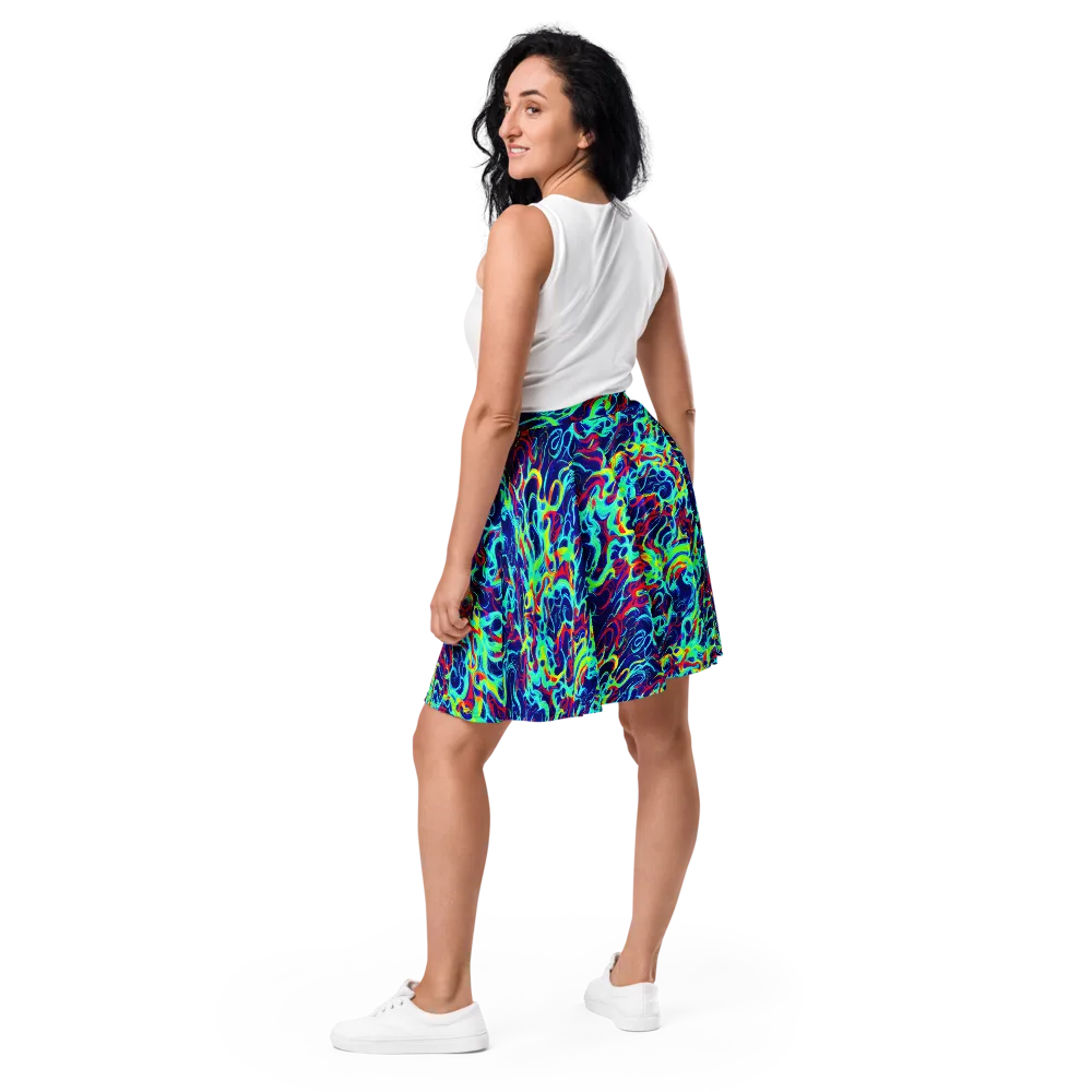 Afterdark Wave on Skater Skirt — Back