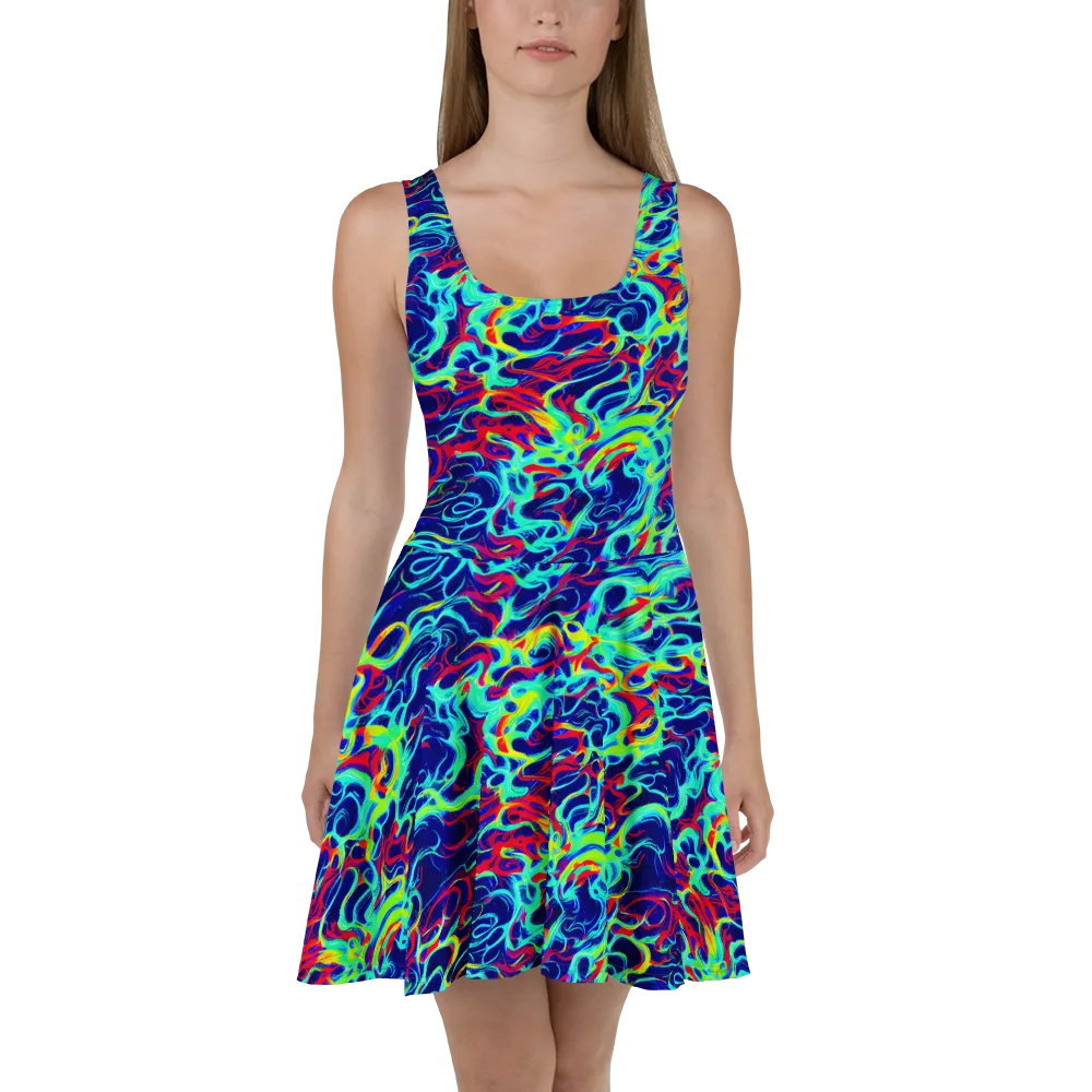 Afterdark Wave on Skater Dress — Front