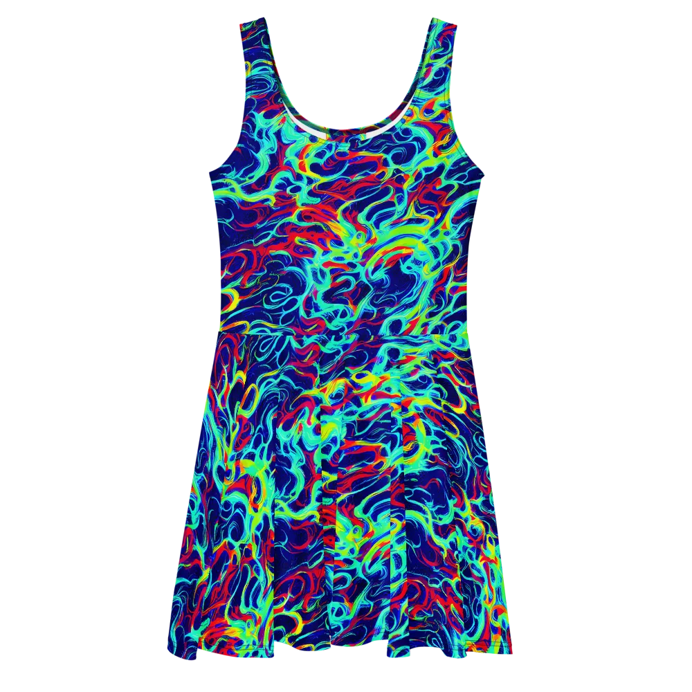 Afterdark Wave on Skater Dress — Front