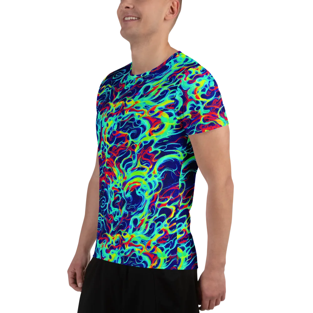 Afterdark Wave on Men's Athletic T-Shirt — Left