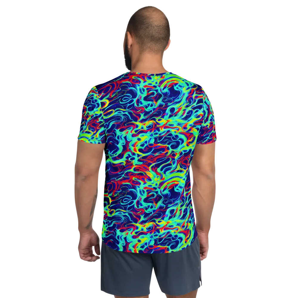 Afterdark Wave on Men's Athletic T-Shirt — Back