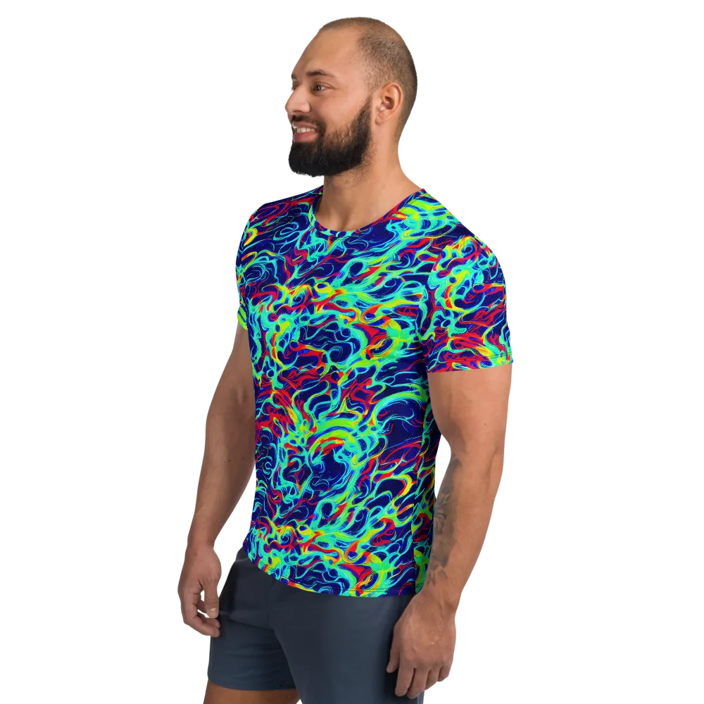 Afterdark Wave on Men's Athletic T-Shirt — Left