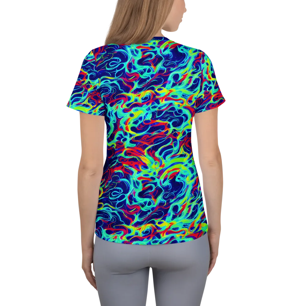 Afterdark Wave on Women's Athletic T-Shirt — Back