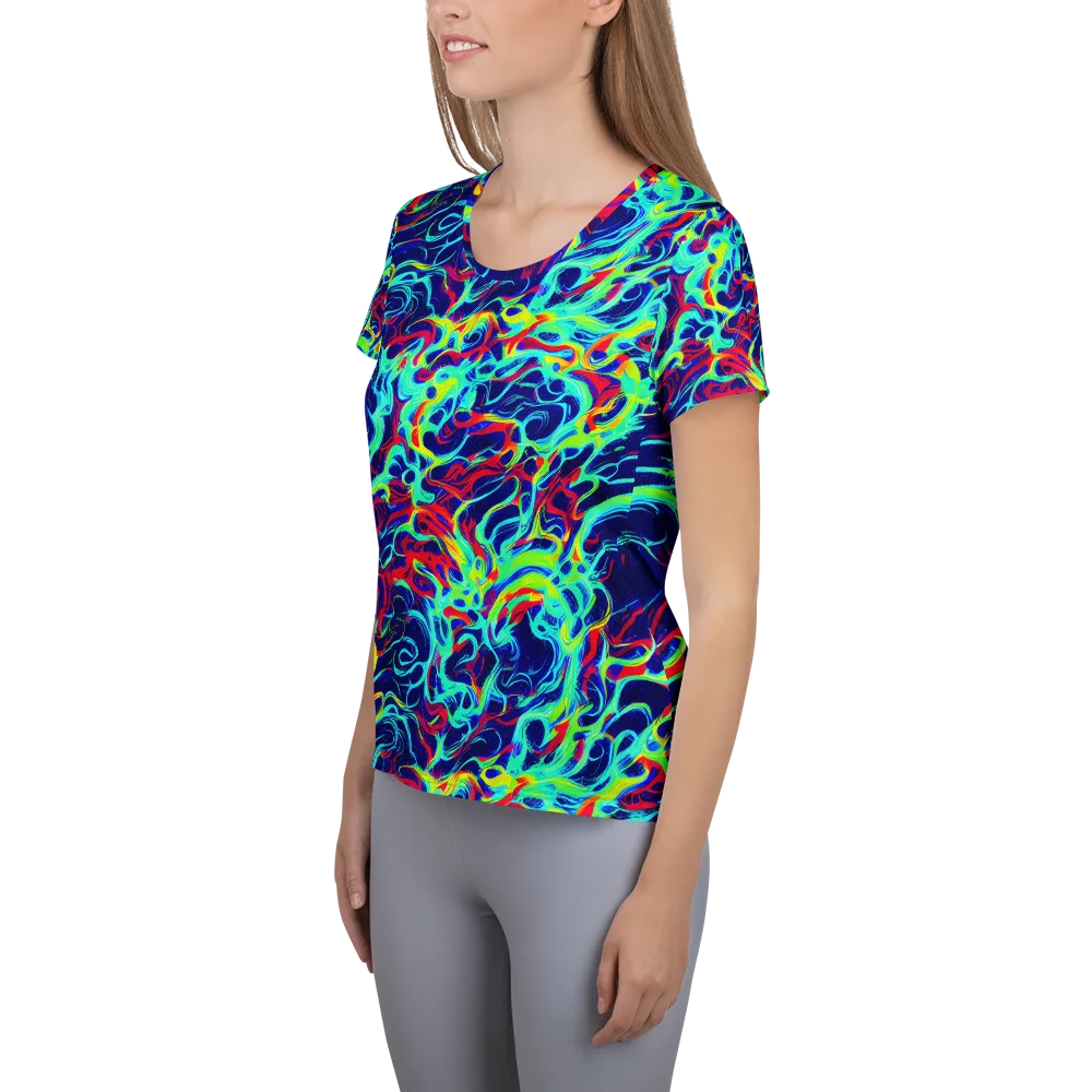 Afterdark Wave on Women's Athletic T-Shirt — Left