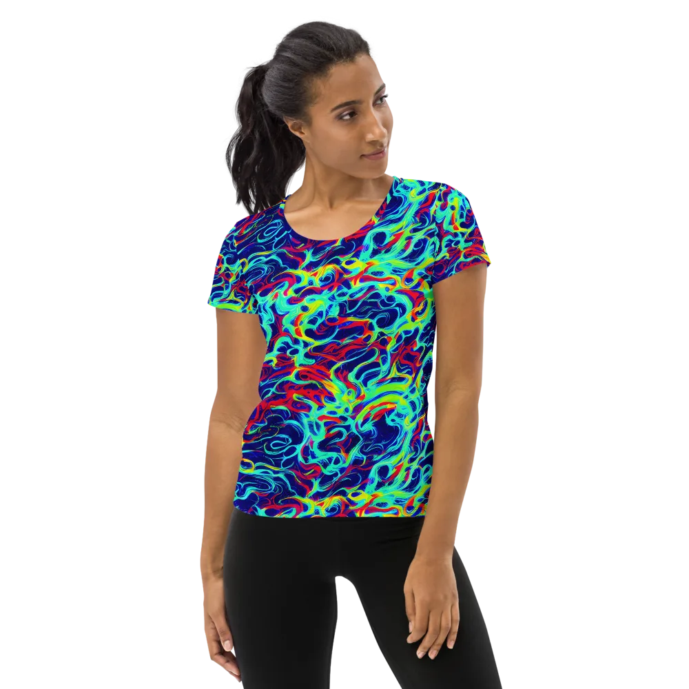 Afterdark Wave on Women's Athletic T-Shirt — Front