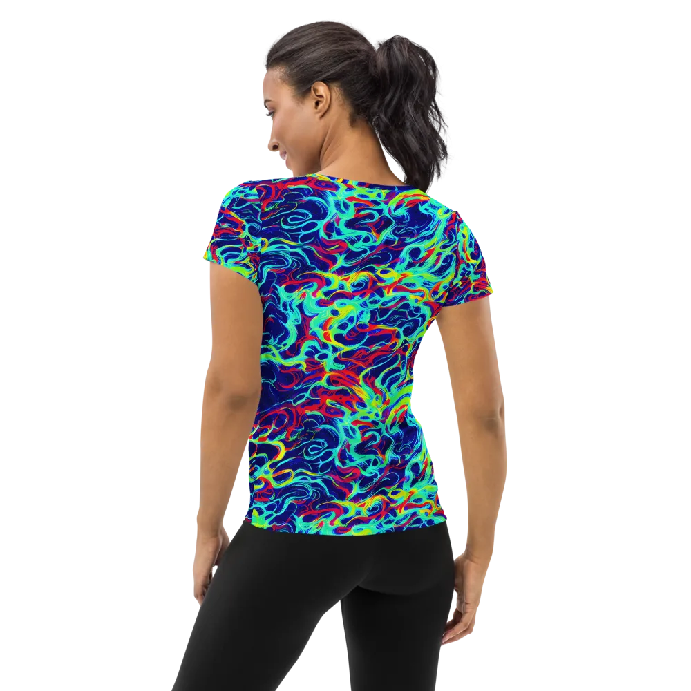 Afterdark Wave on Women's Athletic T-Shirt — Back