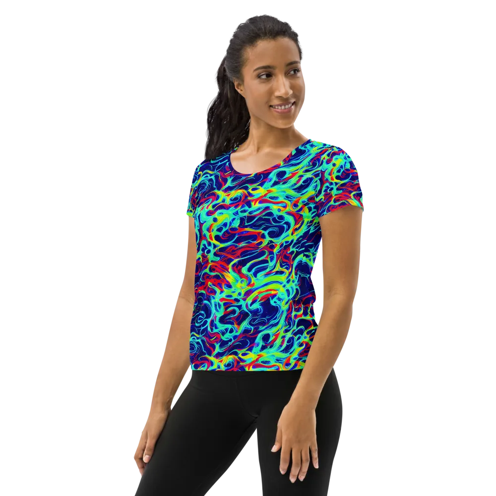 Afterdark Wave on Women's Athletic T-Shirt — Left