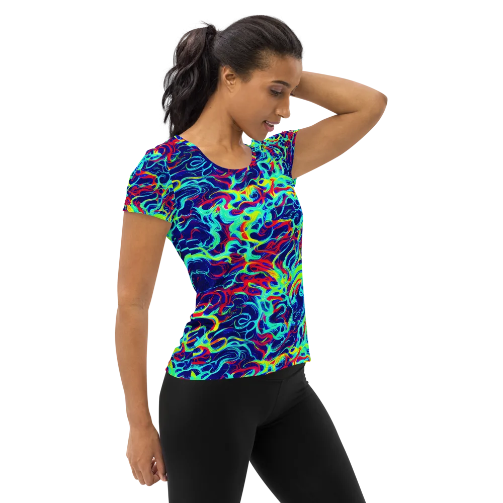 Afterdark Wave on Women's Athletic T-Shirt — Right