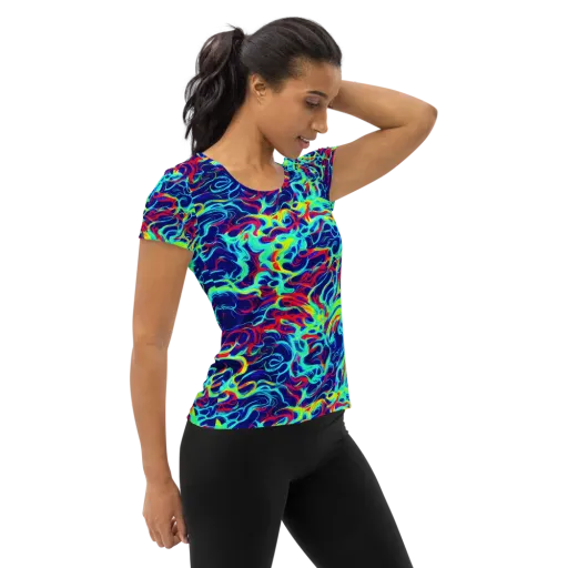 Afterdark Wave on a Women's Athletic T-Shirt