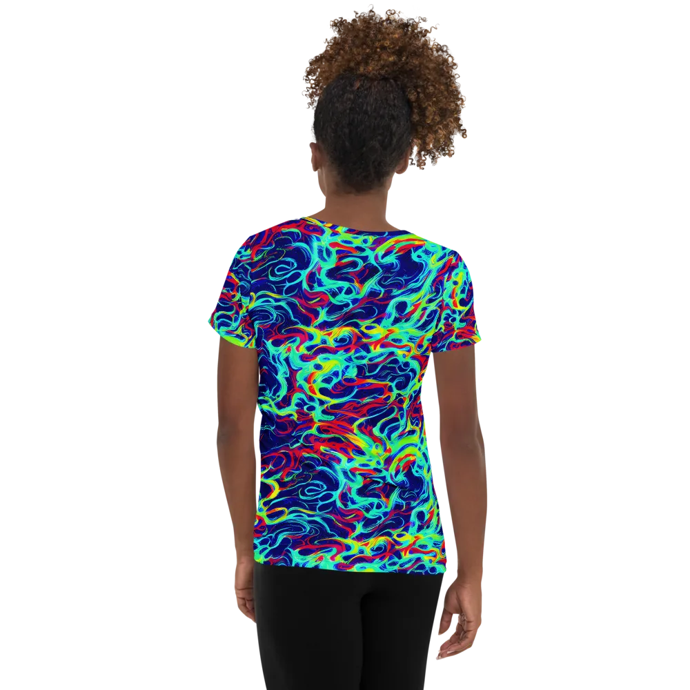 Afterdark Wave on Women's Athletic T-Shirt — Back