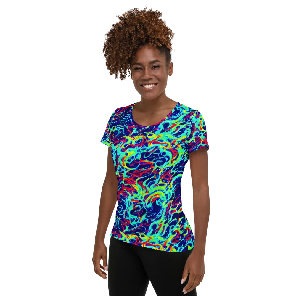 Afterdark Wave on Women's Athletic T-Shirt — Left