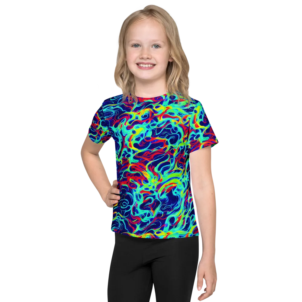 Afterdark Wave on Kids Crew Neck T-Shirt — Front