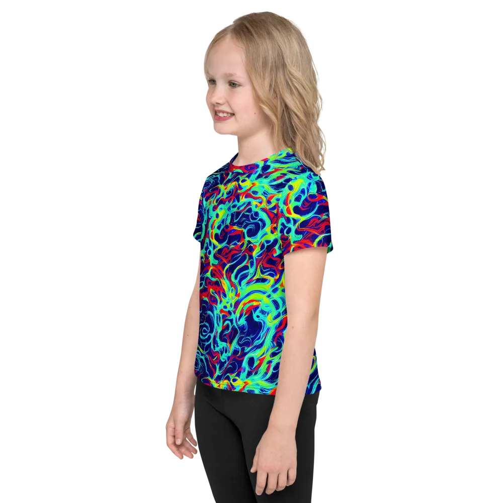 Afterdark Wave on Kids Crew Neck T-Shirt — Left