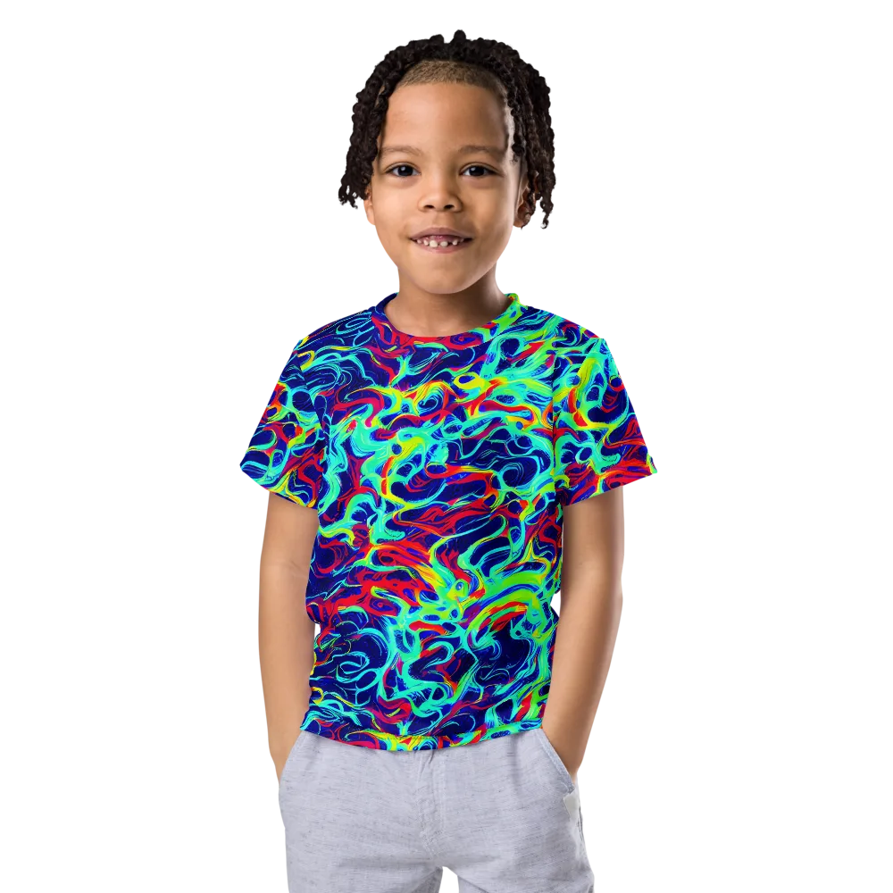 Afterdark Wave on Kids Crew Neck T-Shirt — Front