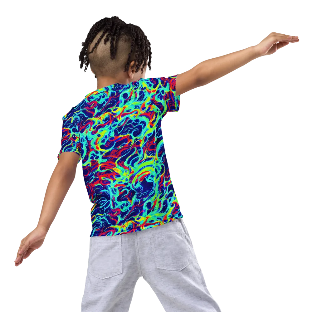 Afterdark Wave on Kids Crew Neck T-Shirt — Back