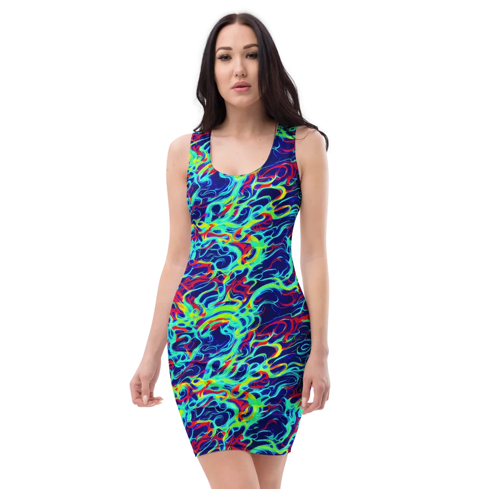 Afterdark Wave on Bodycon Dress — Front