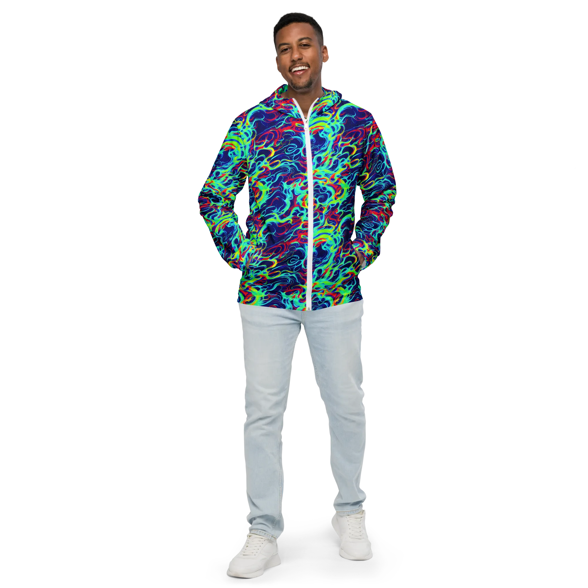 Afterdark Wave on Men's Windbreaker — Front