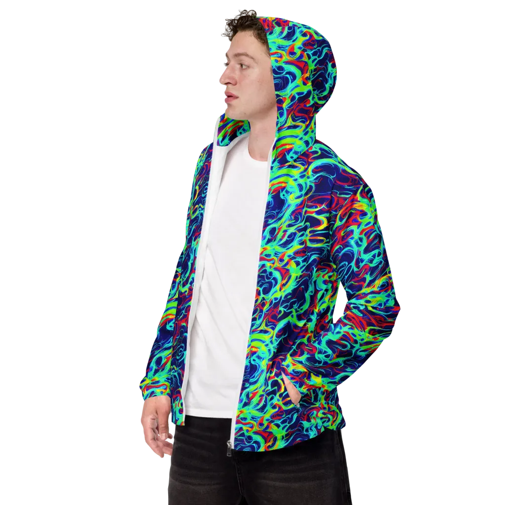 Afterdark Wave on Men's Windbreaker — Left Front