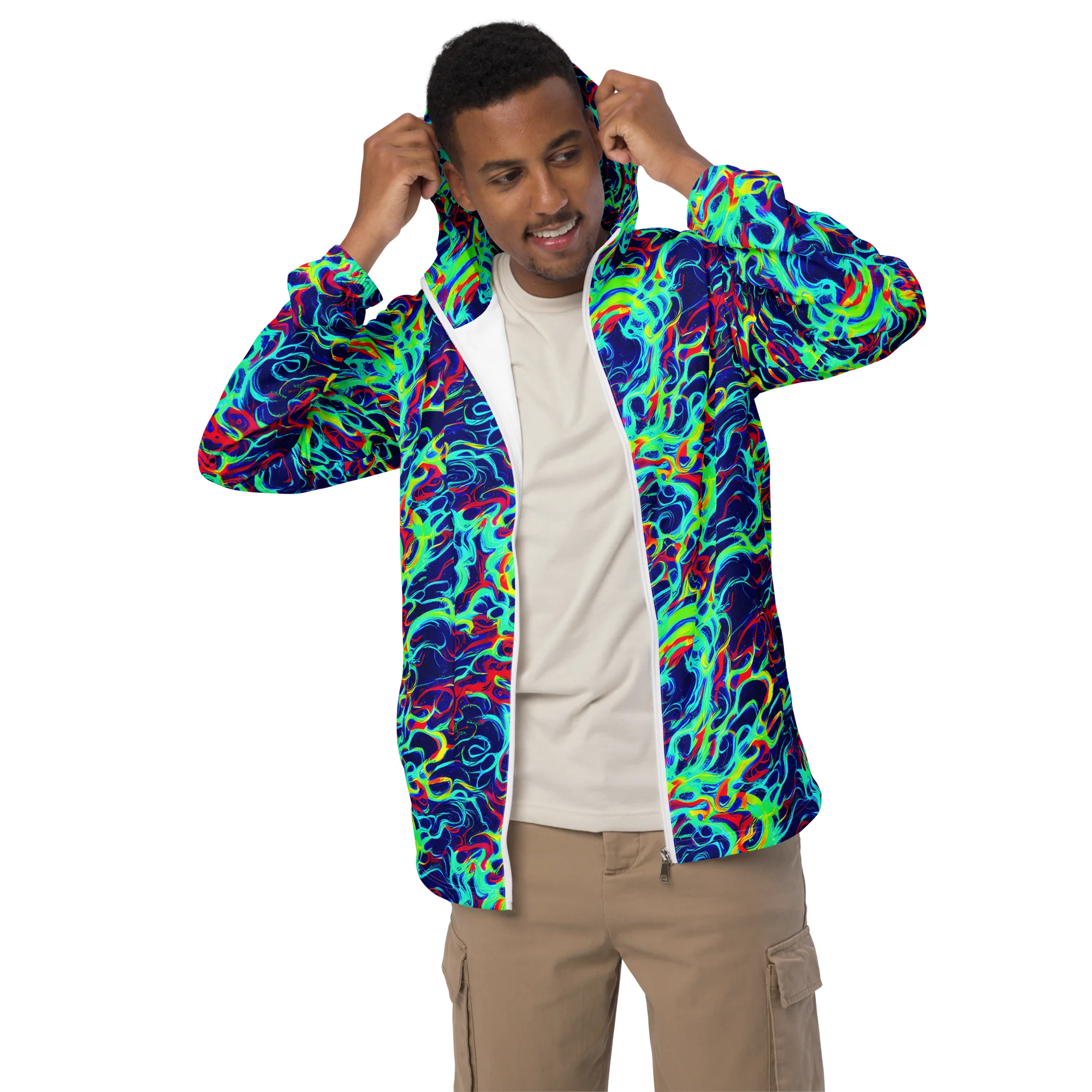Afterdark Wave on Men's Windbreaker — Front