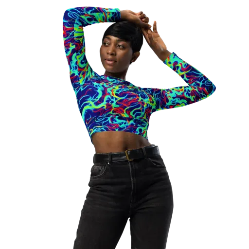 Afterdark Wave on a Long Sleeve Crop Top