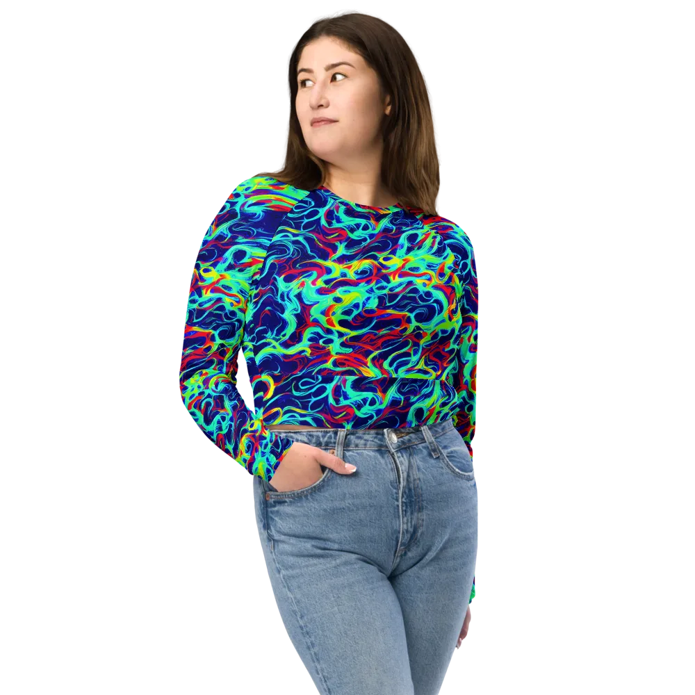 Afterdark Wave on Long Sleeve Crop Top — Front