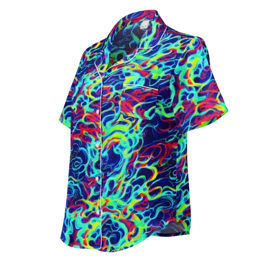 Afterdark Wave on a Women's Short Sleeve Pajama Top