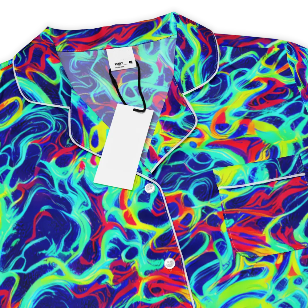 Afterdark Wave on Women's Short Sleeve Pajama Top — Product details