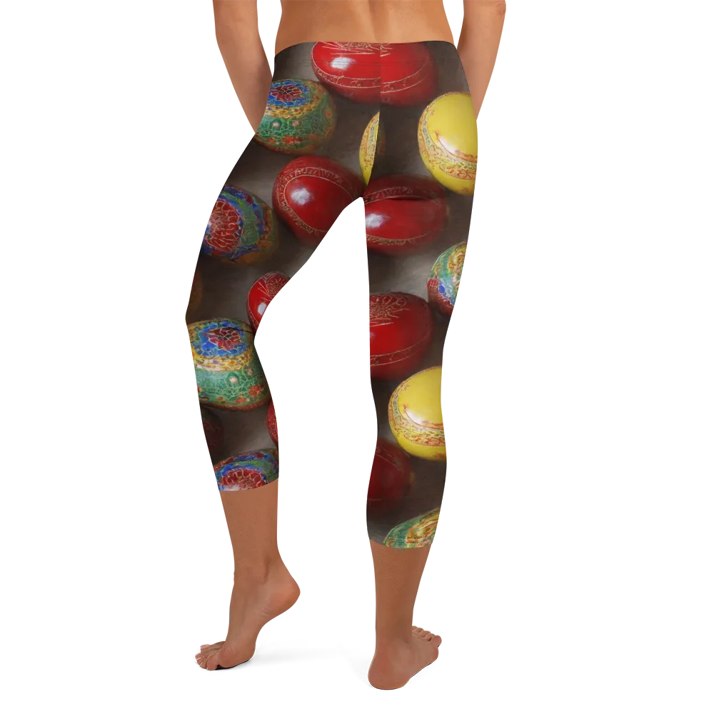 Carnival Baubles on Capri Leggings — Back