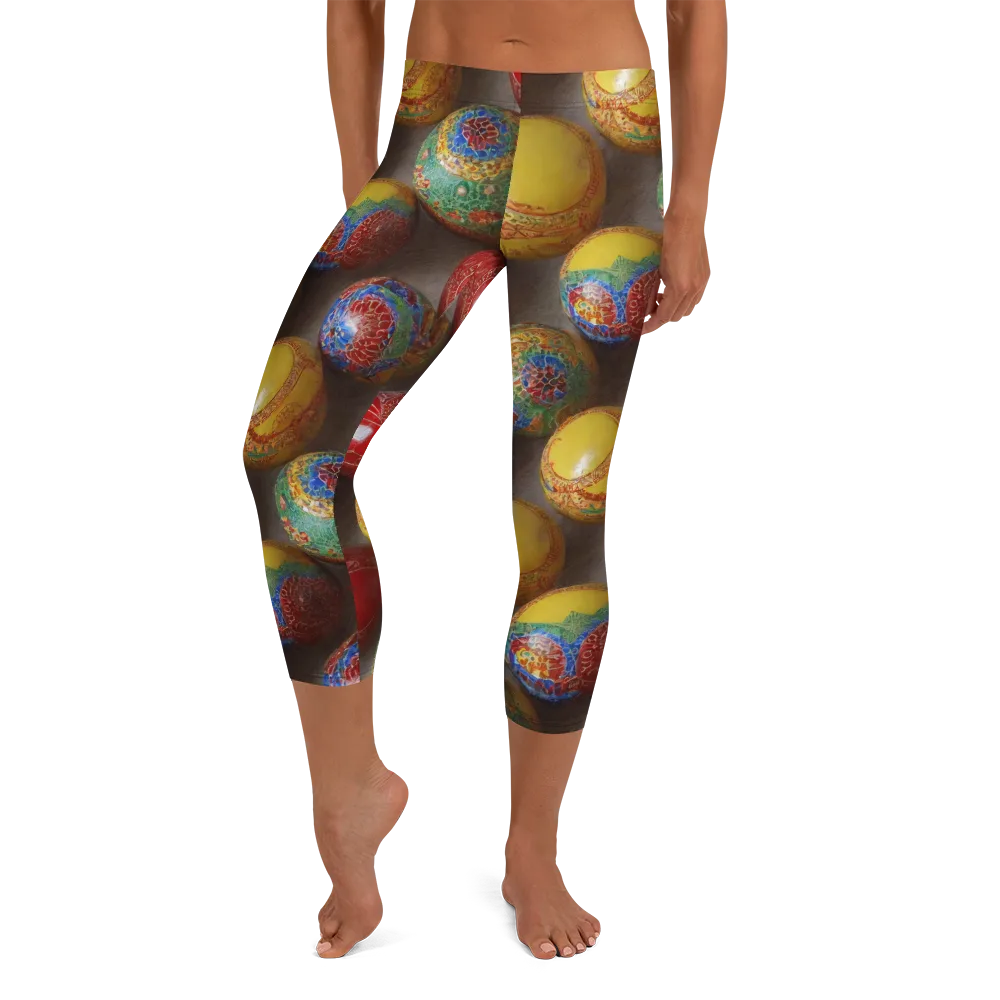 Carnival Baubles on Capri Leggings — Front