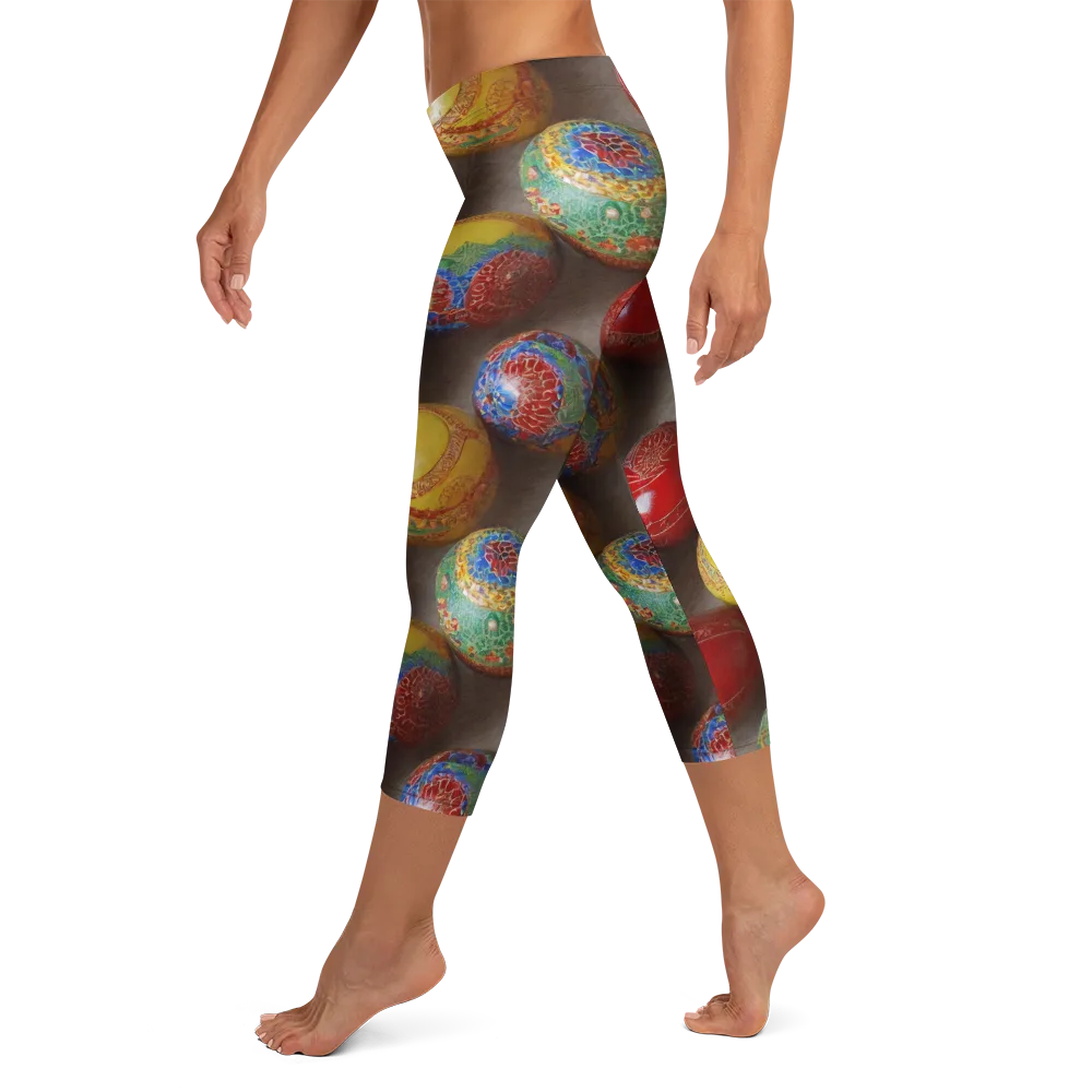 Carnival Baubles on Capri Leggings — Left