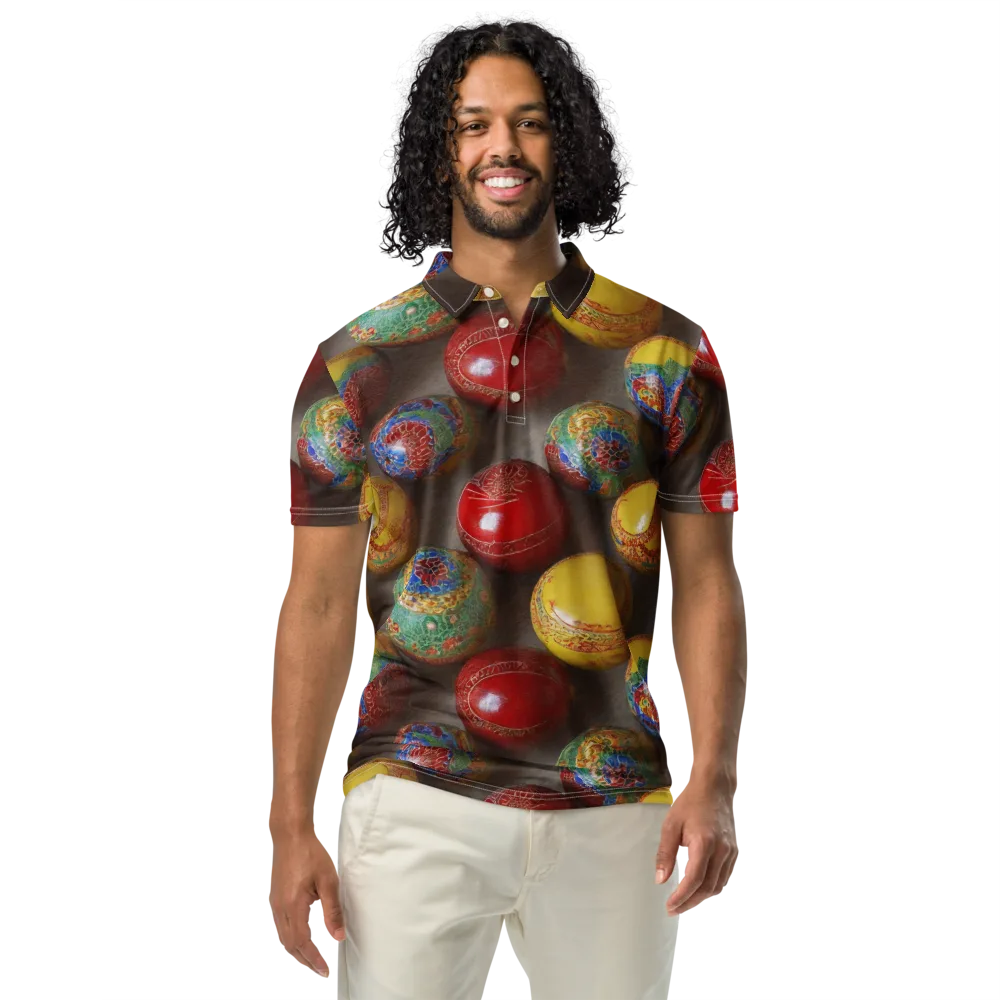 Carnival Baubles on Men's Slim Fit Polo Shirt — Front