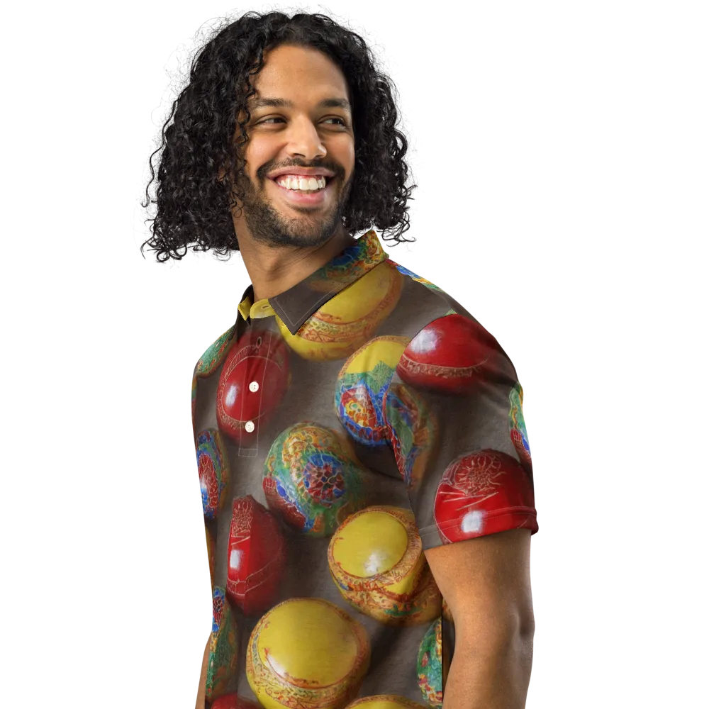 Carnival Baubles on Men's Slim Fit Polo Shirt — Left Front