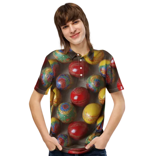 Carnival Baubles on a Men's Slim Fit Polo Shirt