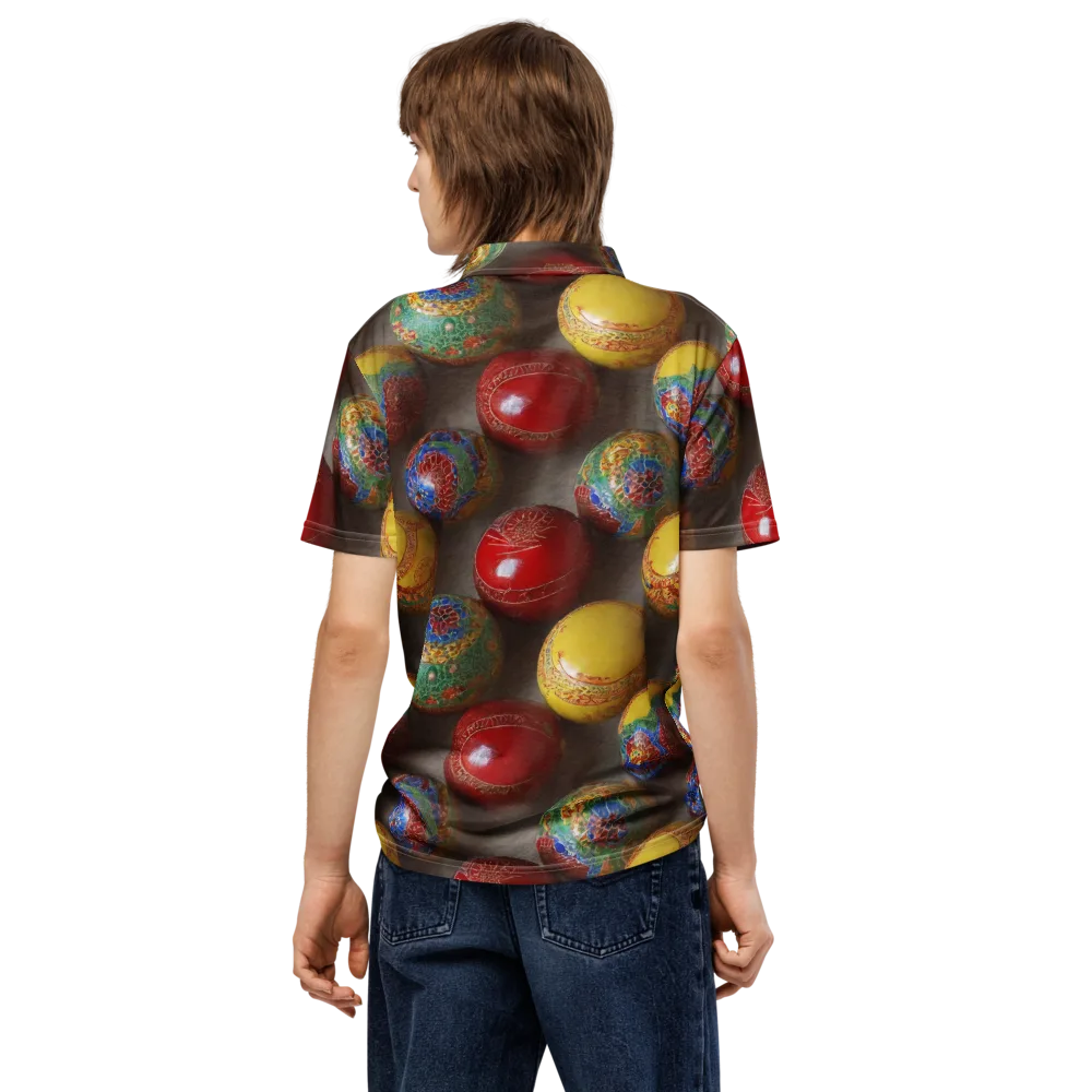 Carnival Baubles on Men's Slim Fit Polo Shirt — Back