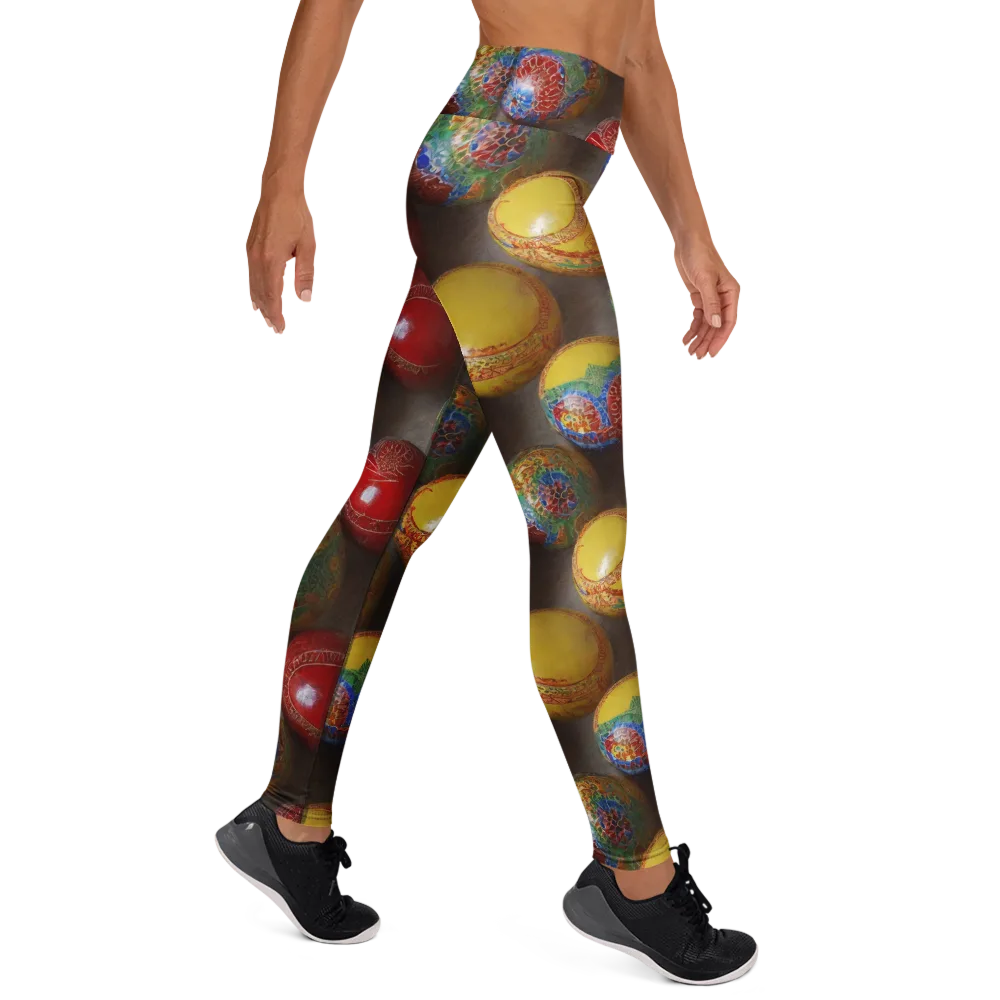 Carnival Baubles on Yoga Leggings — Right