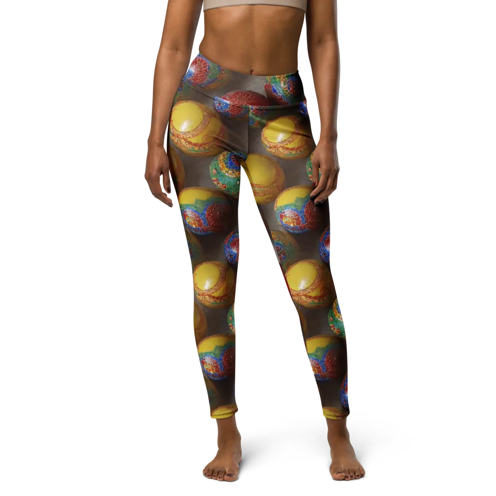 Carnival Baubles on Yoga Leggings — Front