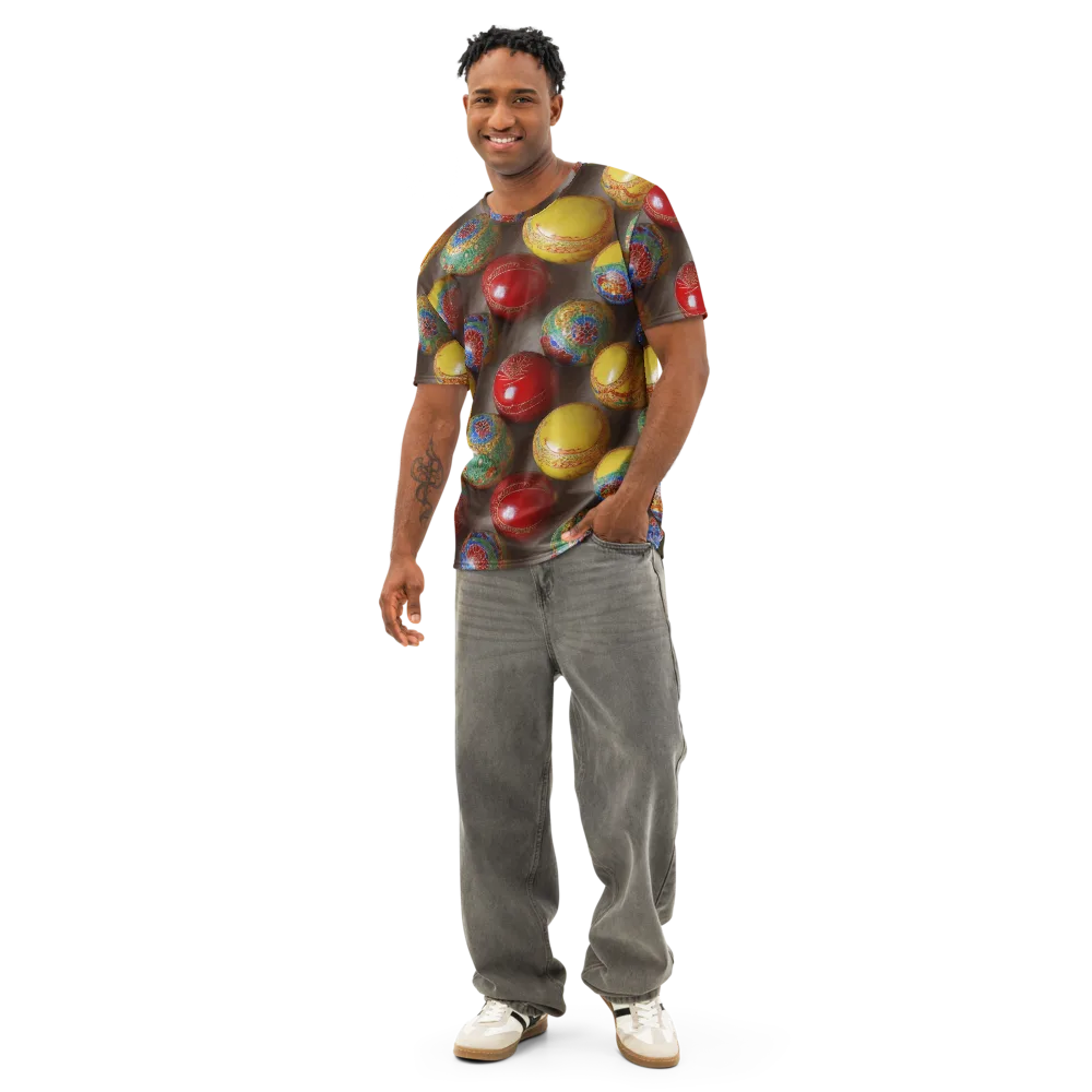 Carnival Baubles on Men's Cotton Crew Neck T-Shirt — Front