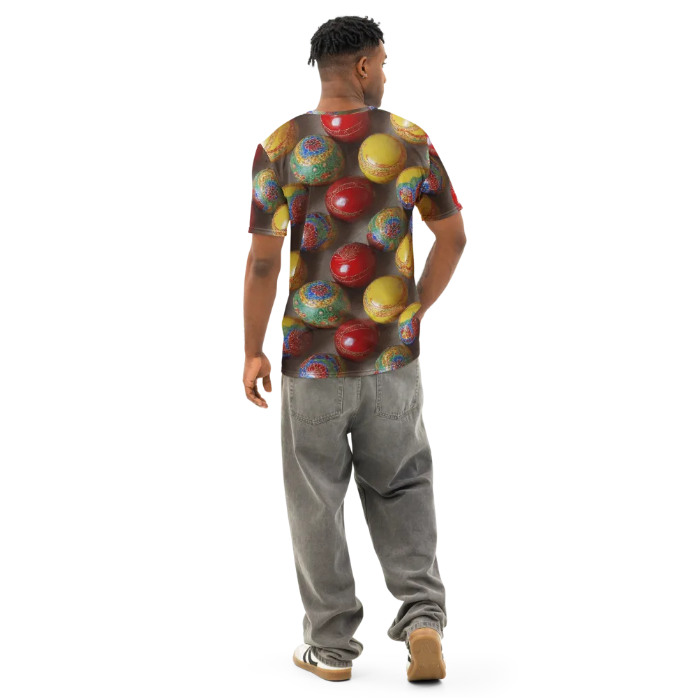 Carnival Baubles on Men's Cotton Crew Neck T-Shirt — Back