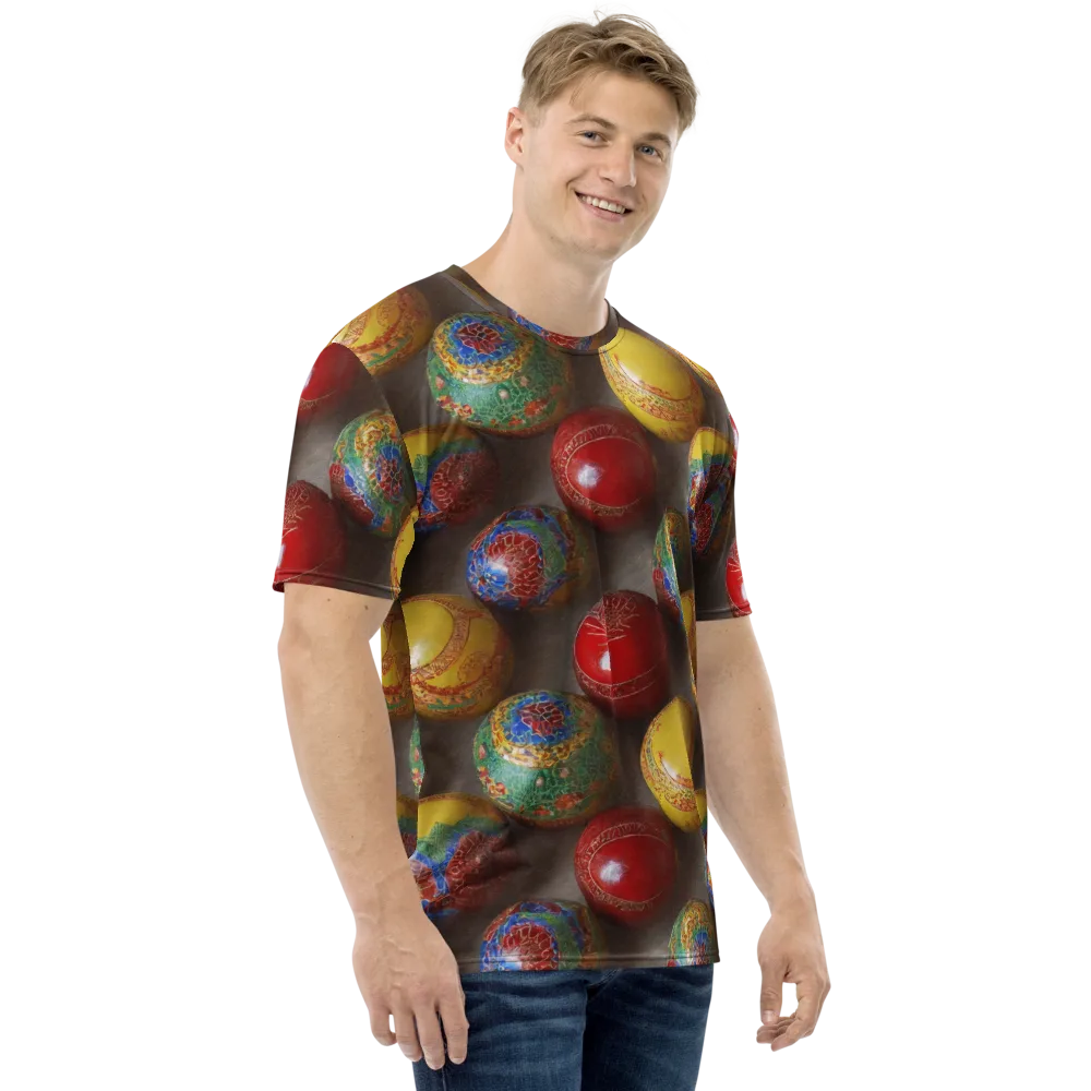 Carnival Baubles on Men's Crew Neck T-Shirt — Right