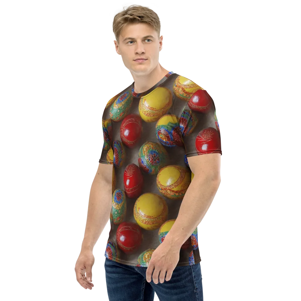 Carnival Baubles on Men's Crew Neck T-Shirt — Left