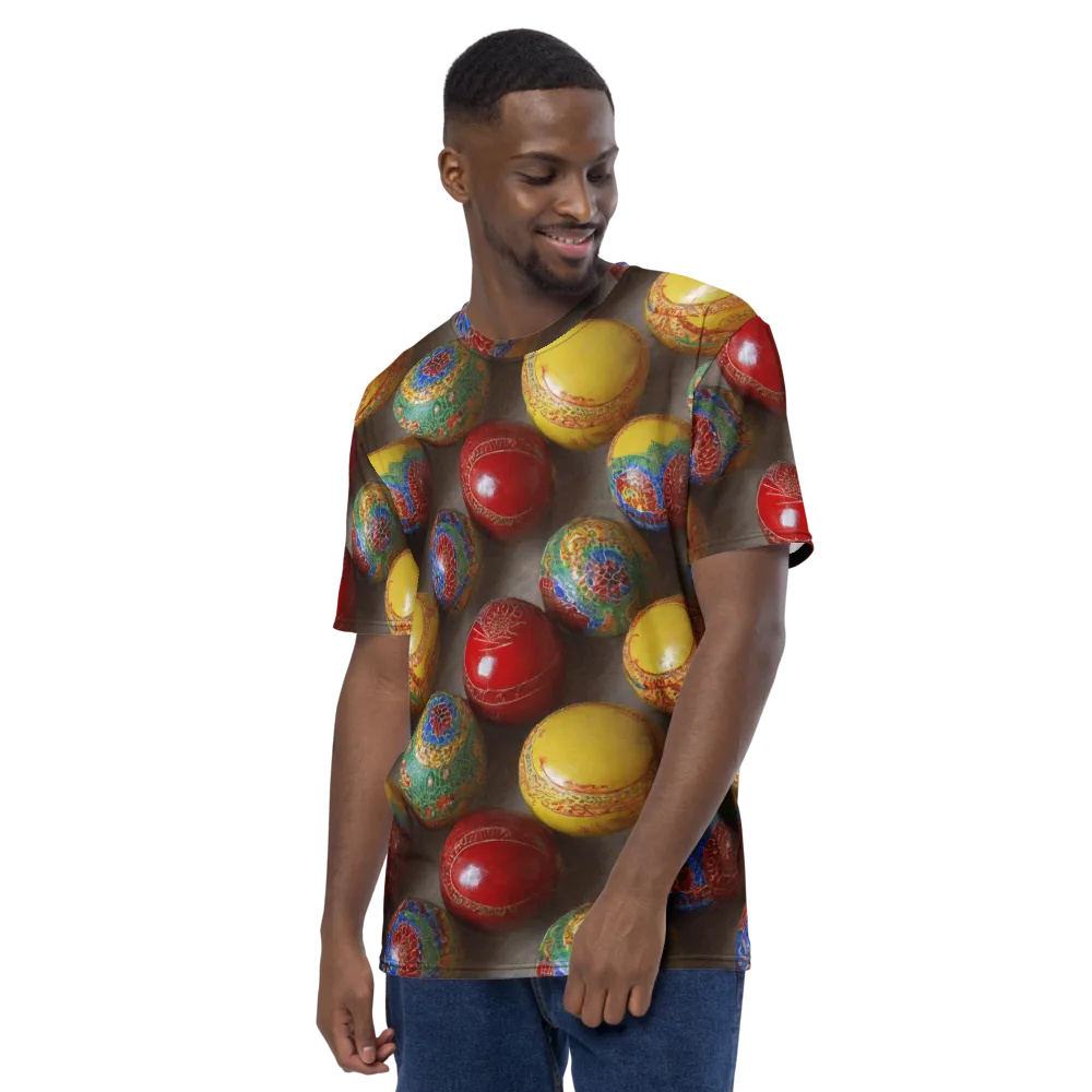 Carnival Baubles on Men's Crew Neck T-Shirt — Left