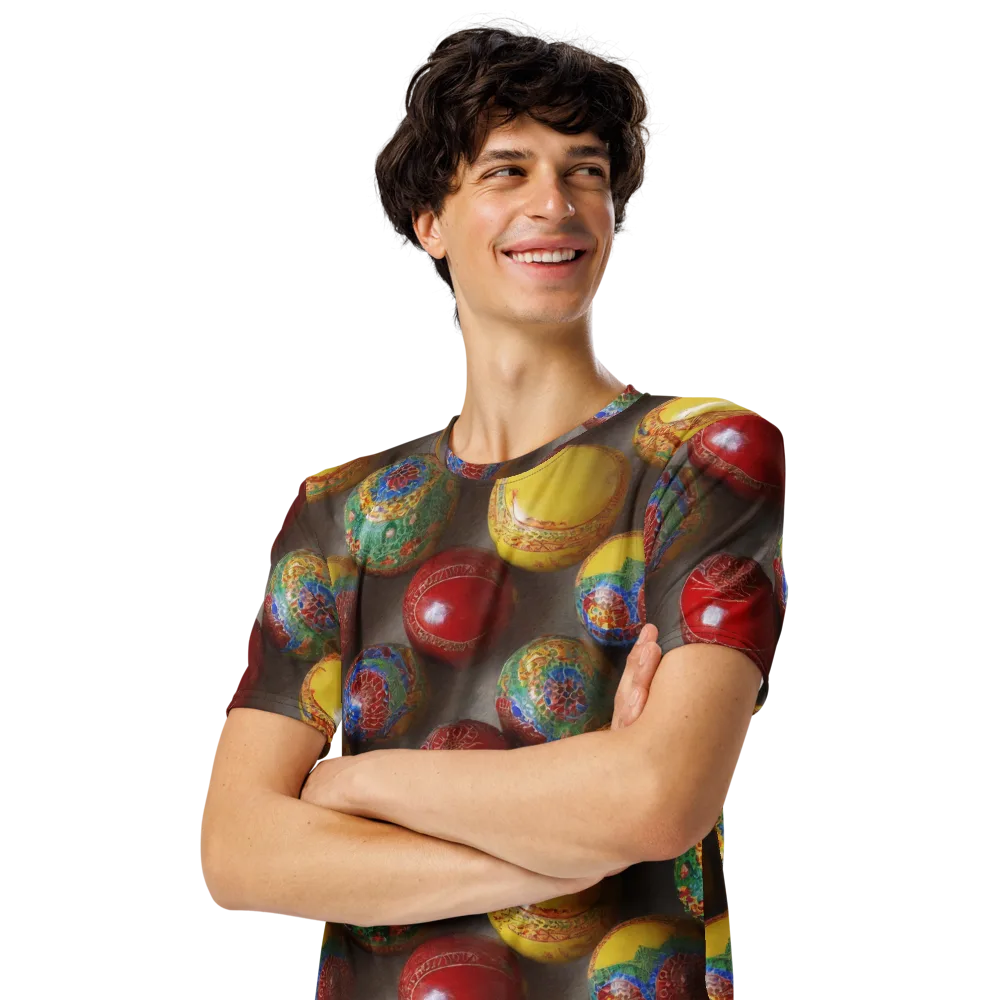 Carnival Baubles on Men's Crew Neck T-Shirt — Left Front