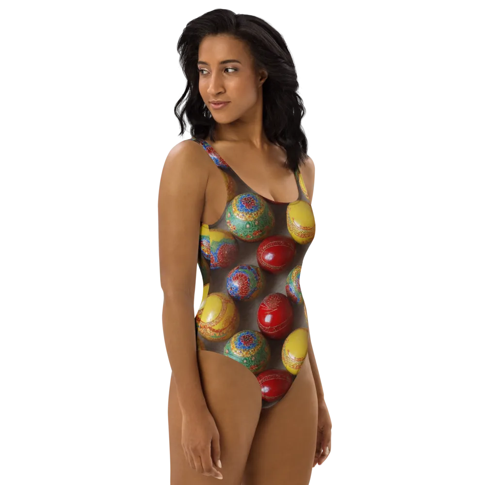 Carnival Baubles on One-Piece Swimsuit — Right