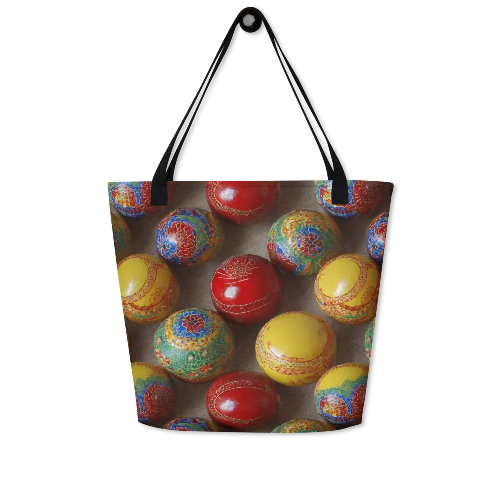 Carnival Baubles on Large Tote Bag W/ Pocket — Front