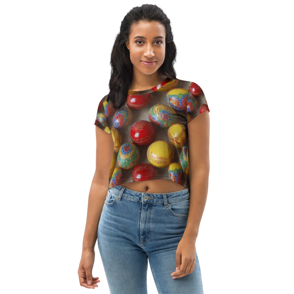 Carnival Baubles on Crop Tee — Front