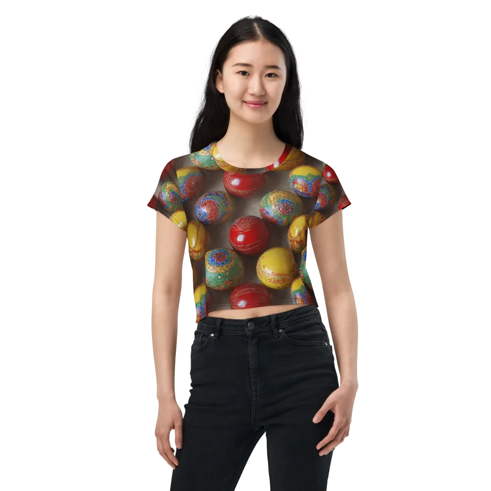 Carnival Baubles on Crop Tee — Front